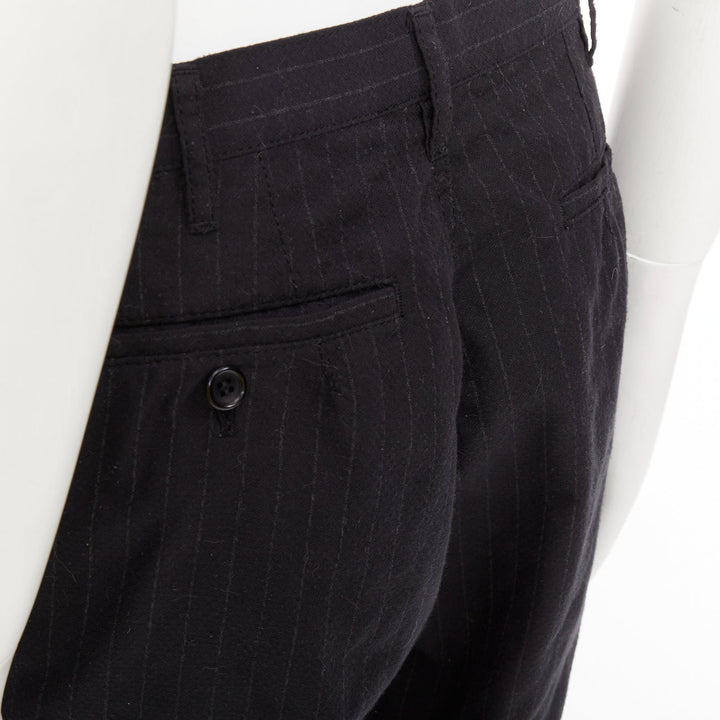 COMME DES GARCONS Homme Deux black wooly pinstripe cropped pants S