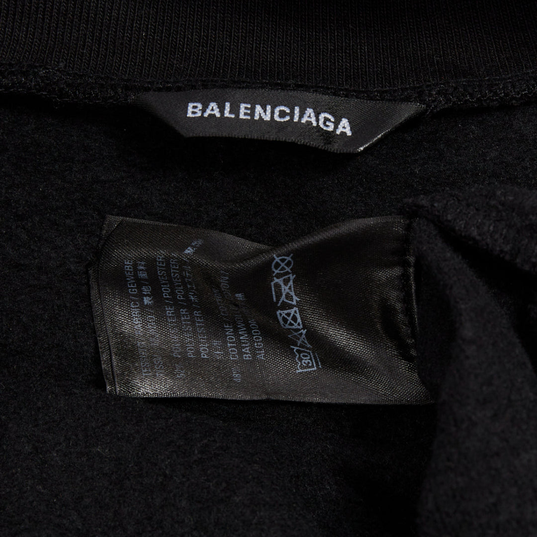 BALENCIAGA Demna 2020 black fleece lined distressed inside out turtleneck top M