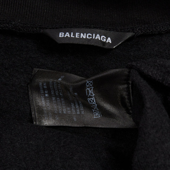 BALENCIAGA Demna 2020 black fleece lined distressed inside out turtleneck top M