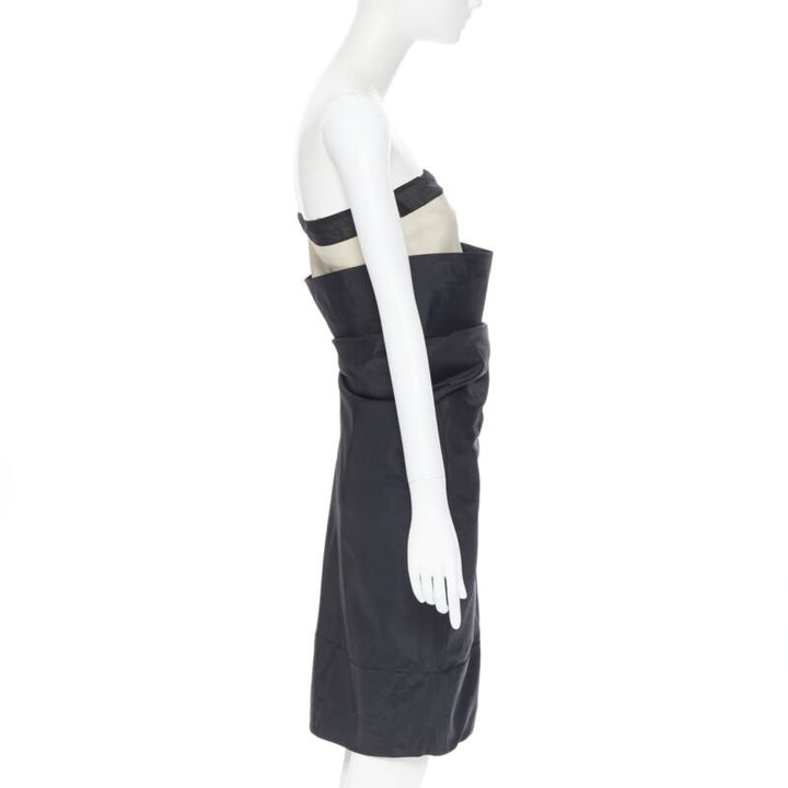 vintage HELMUT LANG SS 1997 black nude sash one shoulder asymmetric dress M rare