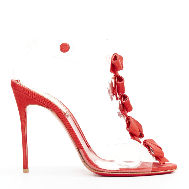 CHRISTIAN LOUBOUTIN 20th Anniversary Bow Bow 100 PVC red grosgrain heels EU38.5