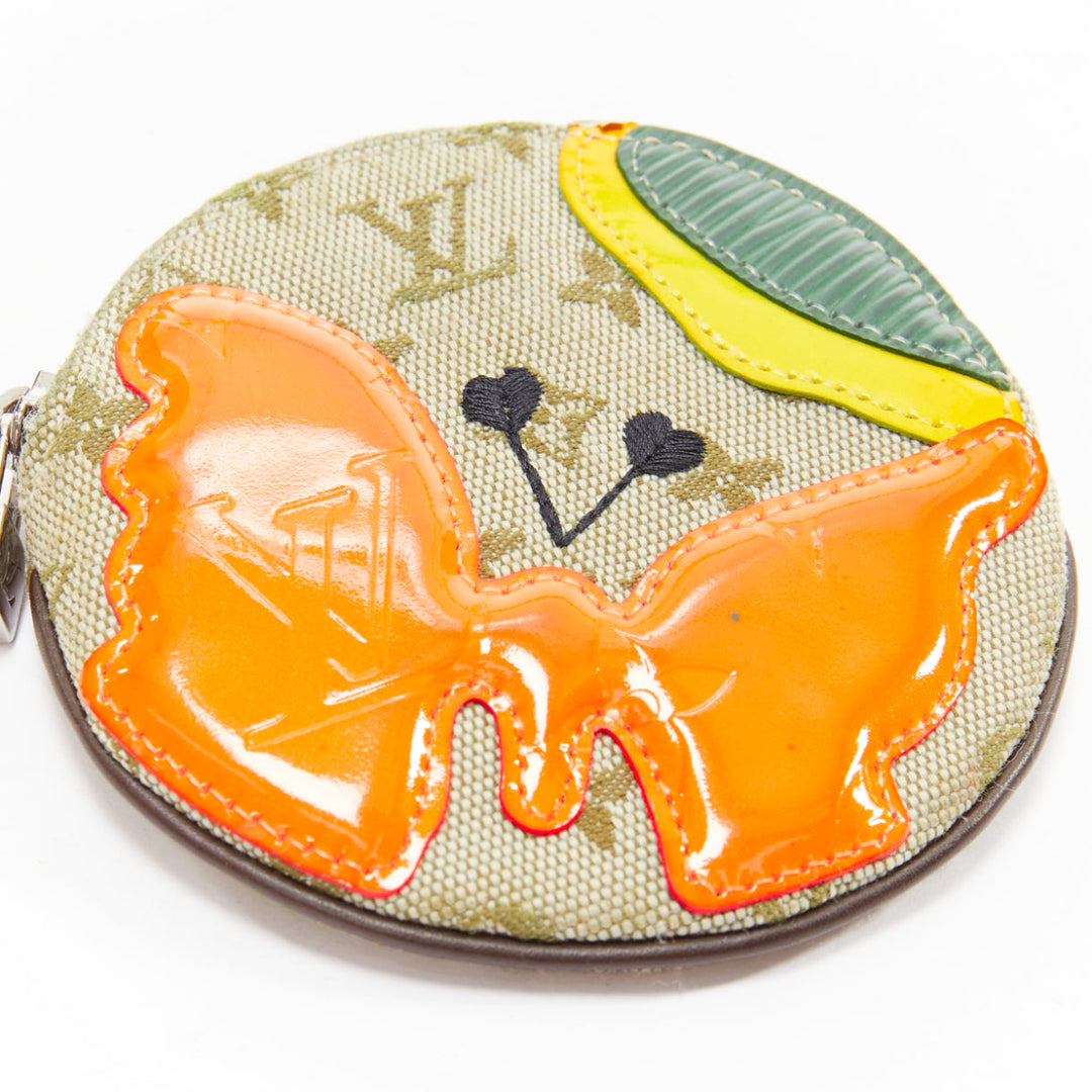 LOUIS VUITTON Vintage Mini Comte du Fees monogram orange butterfly coin bag