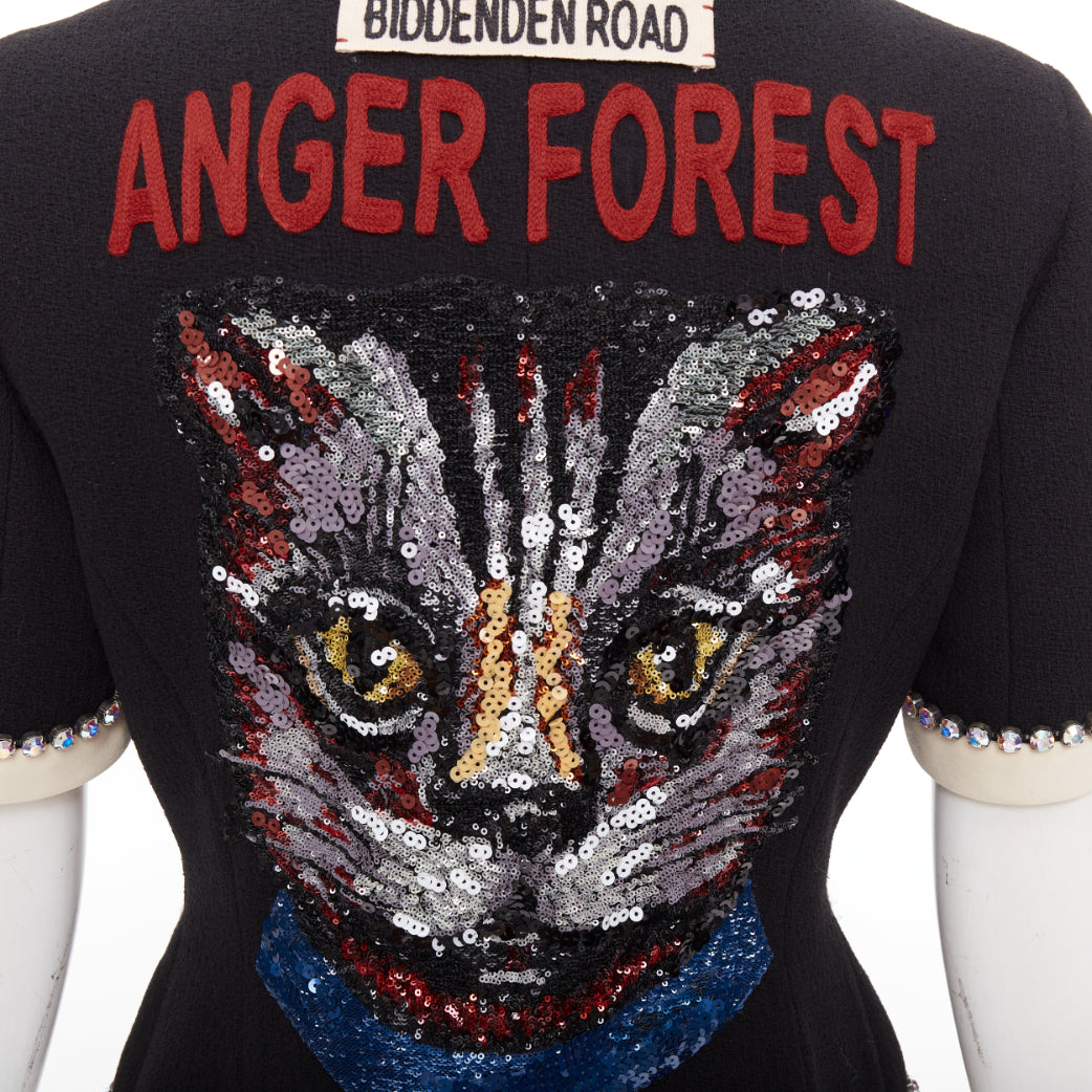 GUCCI 2017 Runway black tailleur crystal bow embellished wool jacket IT40 S