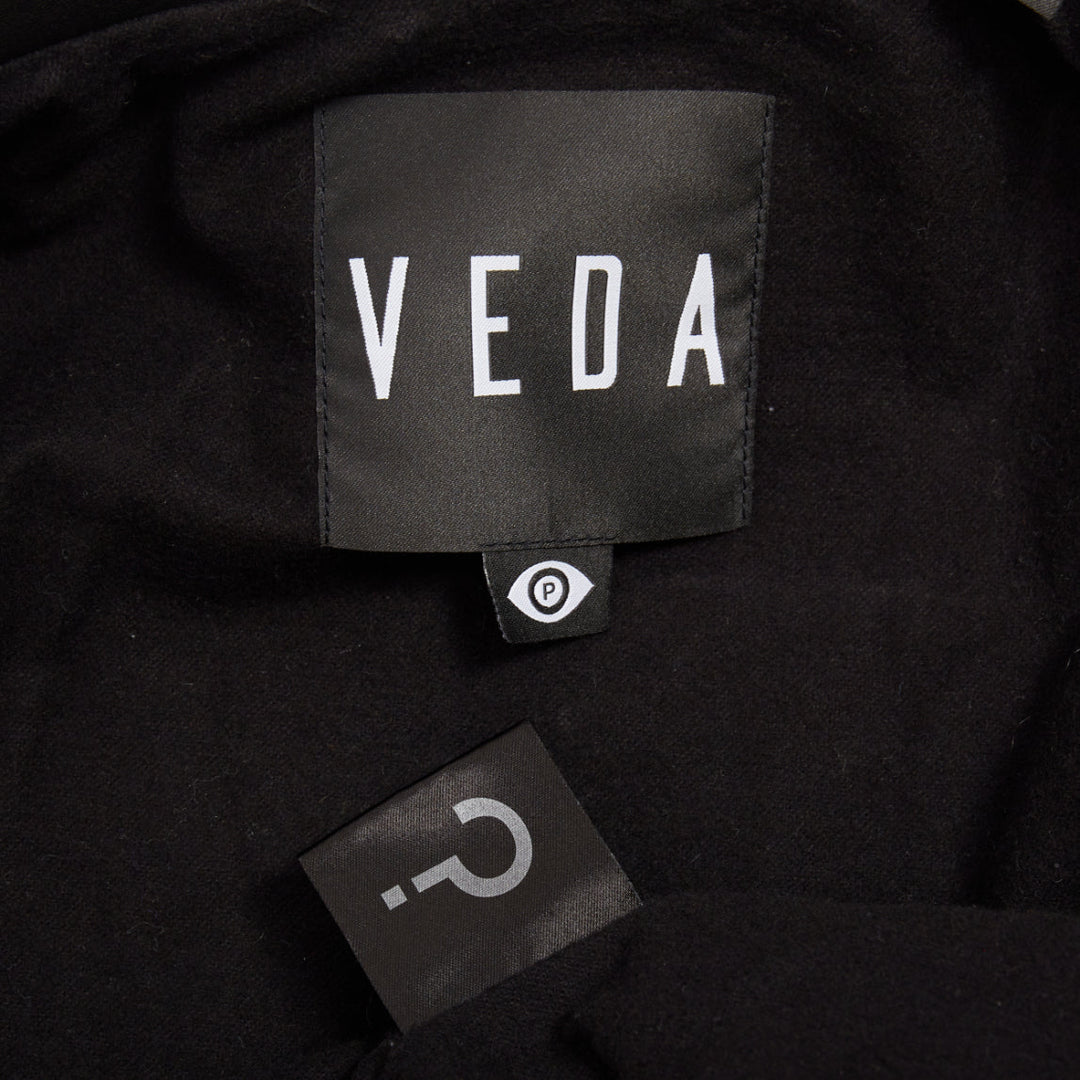 VEDA black lamb leather silver hardware zip moto biker jacket XS
