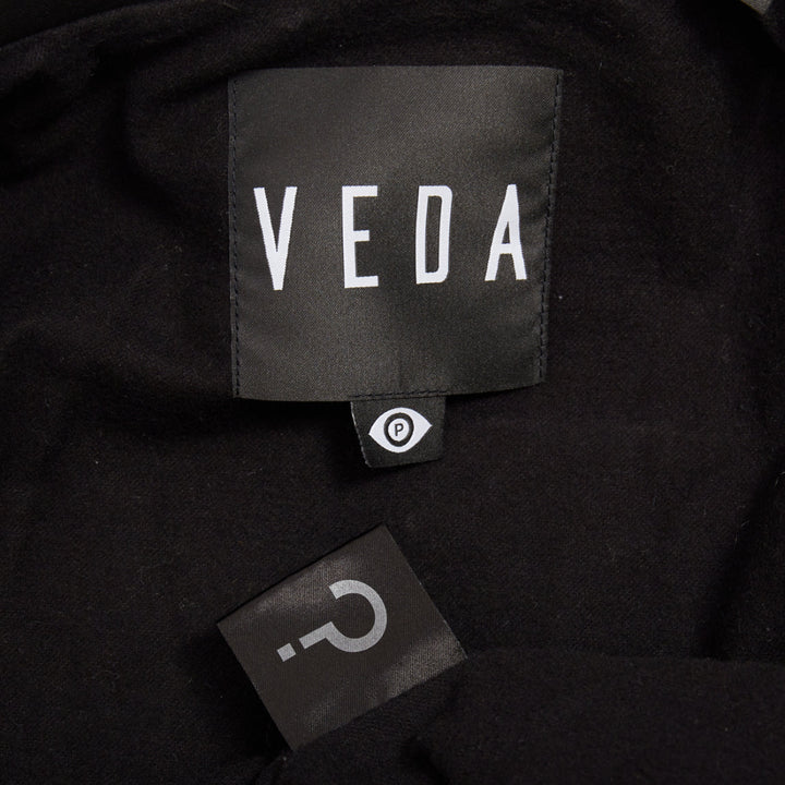 VEDA black lamb leather silver hardware zip moto biker jacket XS