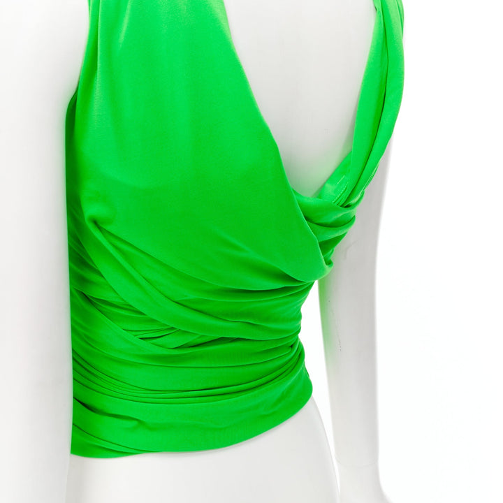 BALENCIAGA 2019 Runway green draped wrap bustier halter top FR36 S