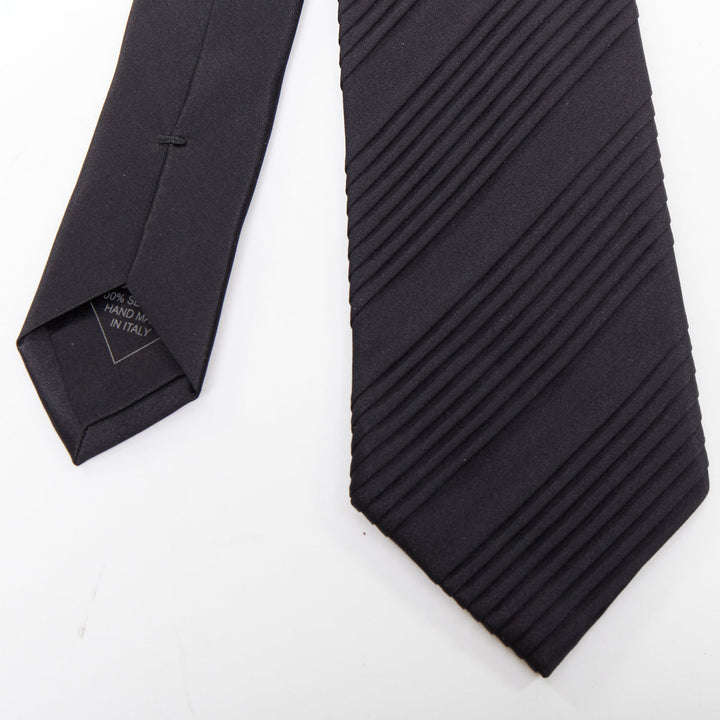 BRIONI Set of 3 100% silk blue diagonal stripes black pleats white polka dot tie