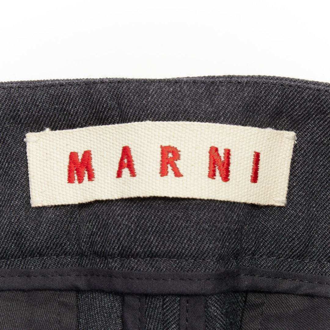 MARNI dark grey twill darted mid waisted cropped capri pants IT38 XS