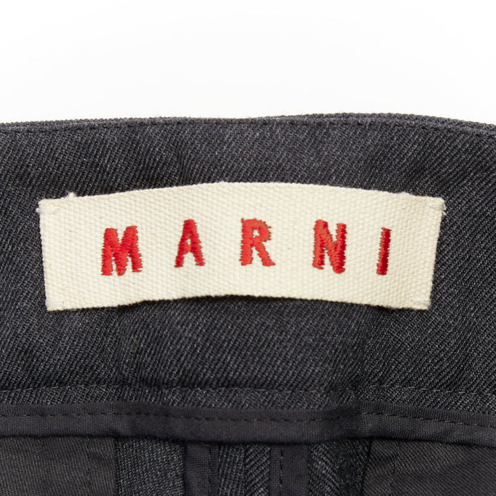 MARNI dark grey twill darted mid waisted cropped capri pants IT38 XS