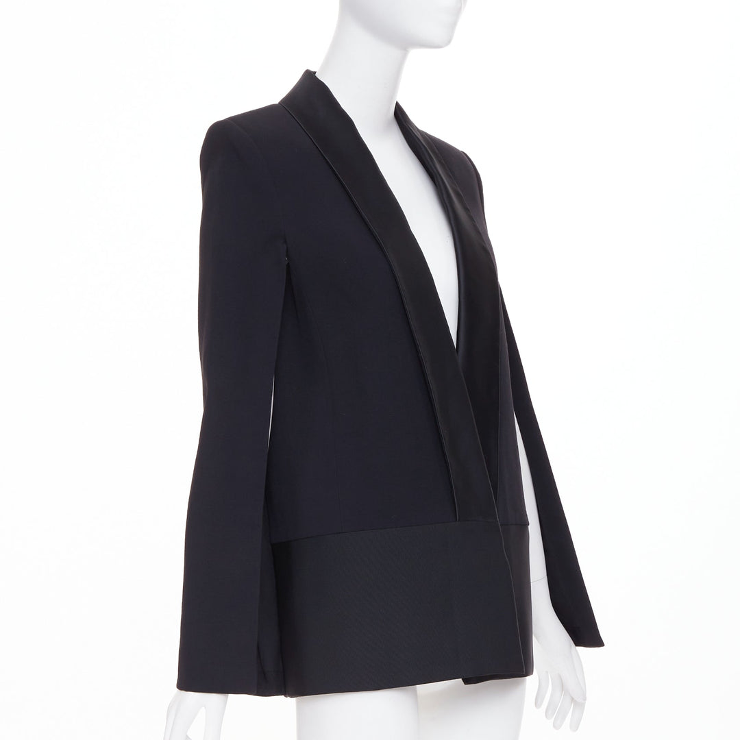 VICTORIA BECKHAM No.13 Runway black silk wool blend cape jacket UK8 S