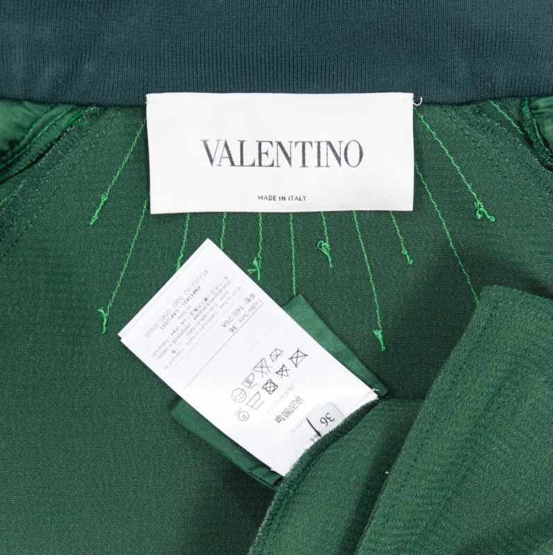 runway VALENTINO 2018 green crepe textured trim tracksuit zip jacket IT38 XS