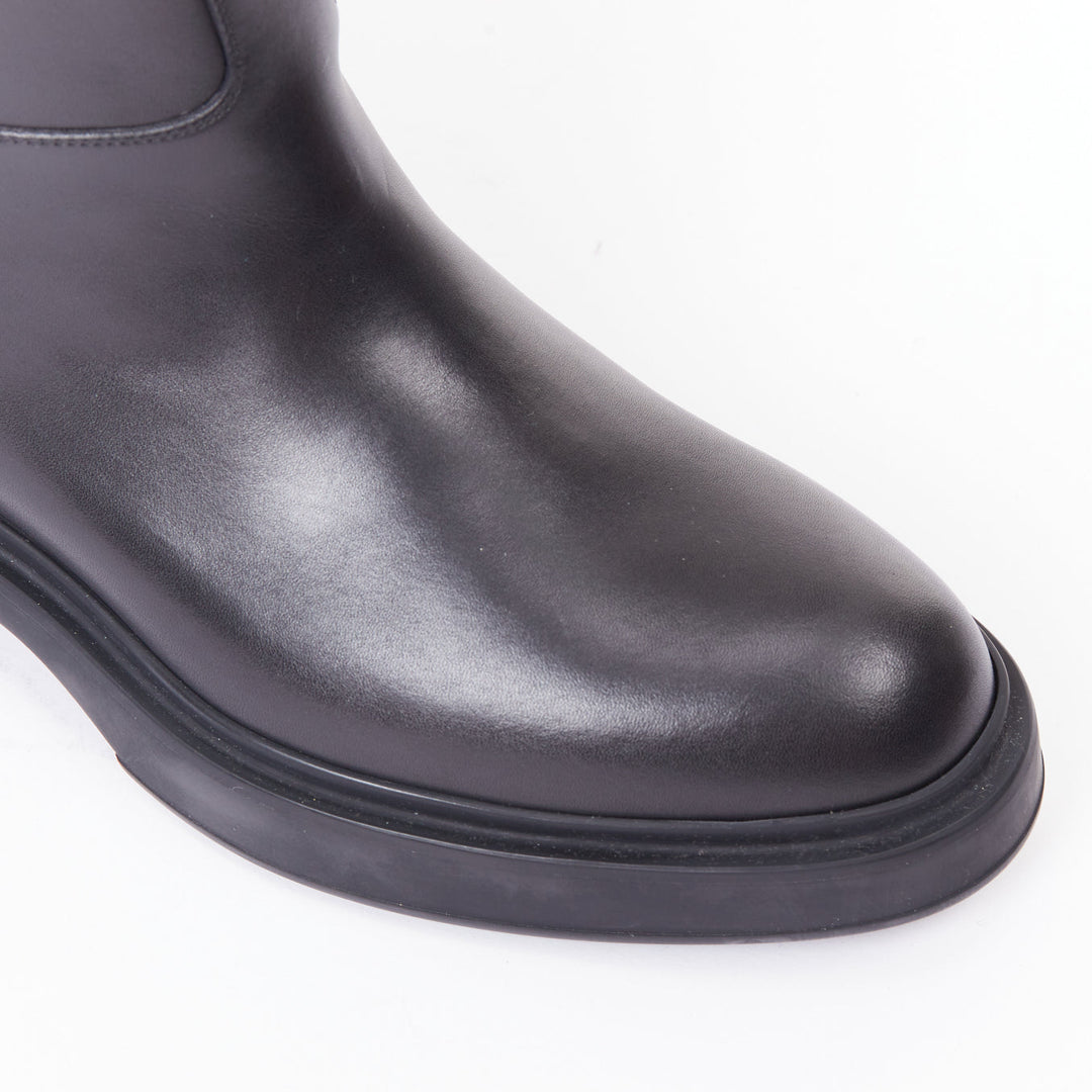 HERMES Jumping So Black calfskin leather matte hardware tall riding boots EU38