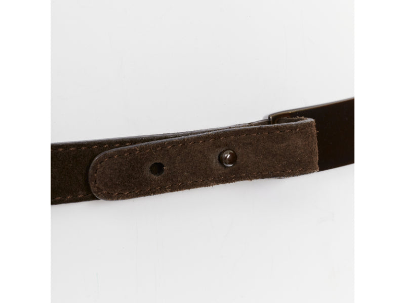 rare GUCCI Tom Ford Vintage metal plate brown suede leather skinny belt 85cm