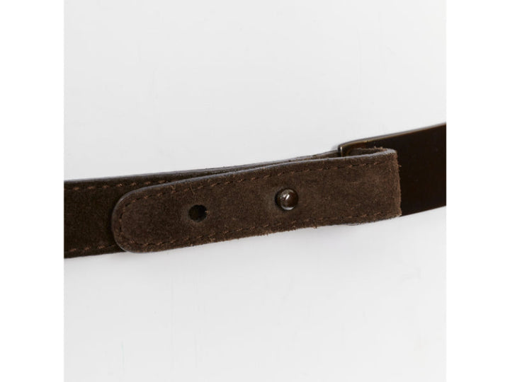 rare GUCCI Tom Ford Vintage metal plate brown suede leather skinny belt 85cm
