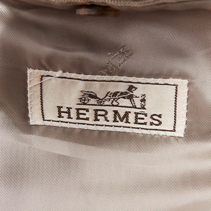 HERMES light grey 100% wool checked full canvas flap pockets blazer EU50 L