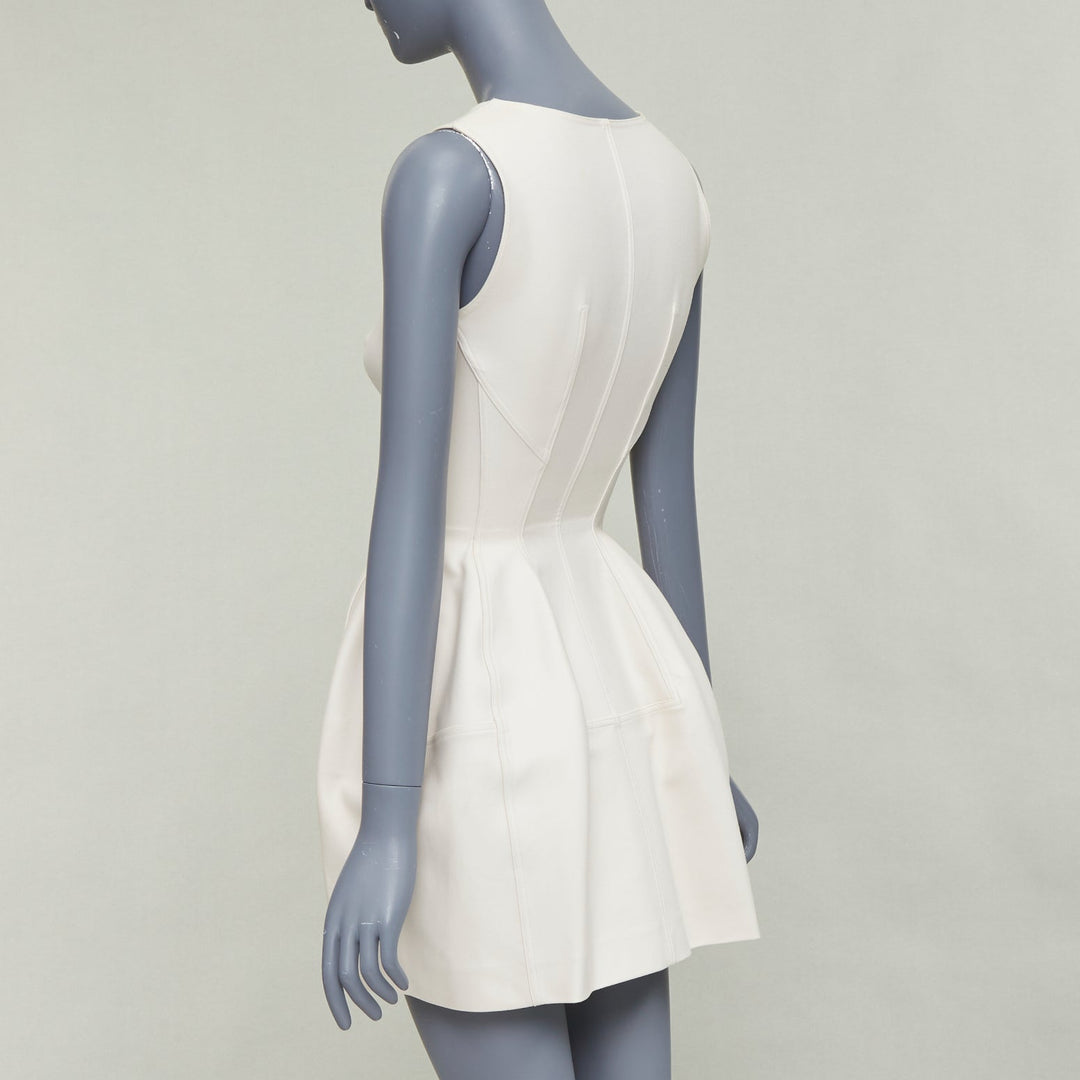 ALAIA ivory cotton 2 way zip front boned  bubble tulip dress FR36 S