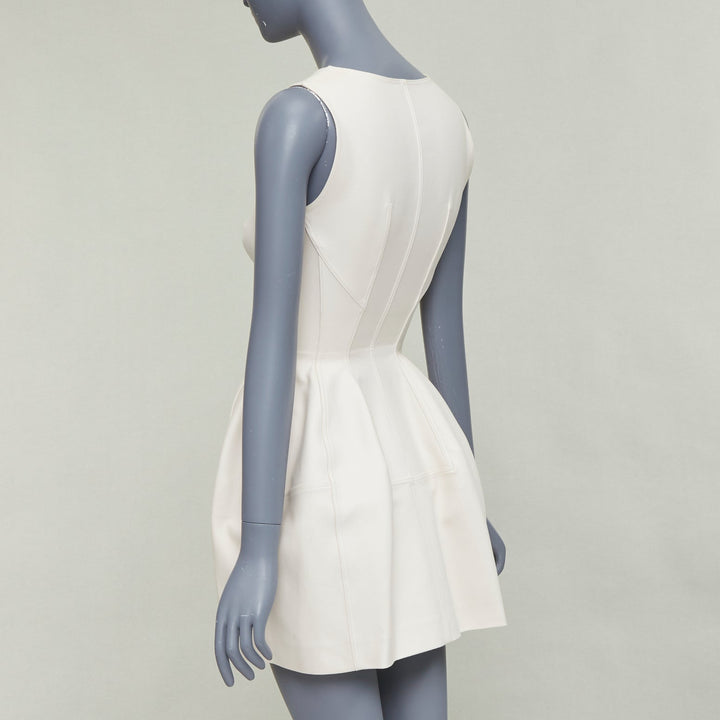 ALAIA ivory cotton 2 way zip front boned  bubble tulip dress FR36 S