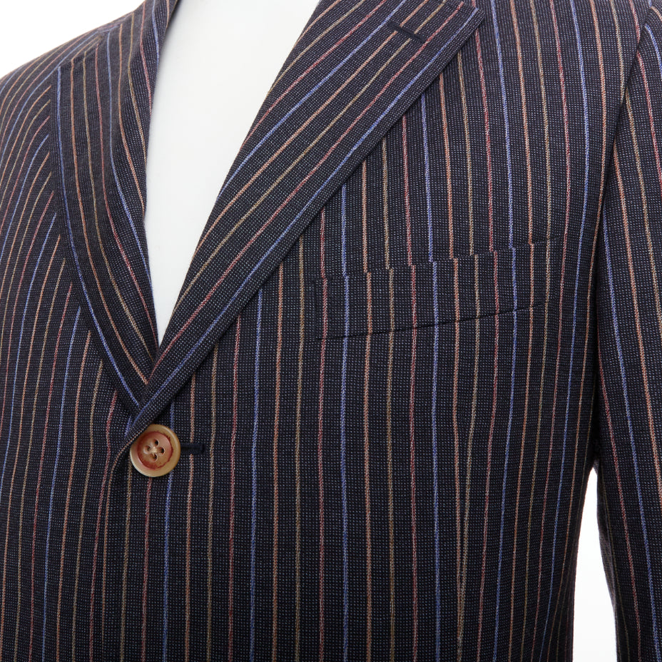 ETRO grey brown multi pinstripe single breasted cropped blazer pants set IT52 XL