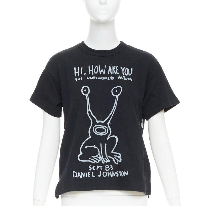 SACAI 2017 Daniel Johnston frog print  black white cotton zip side tshirt JP1 S