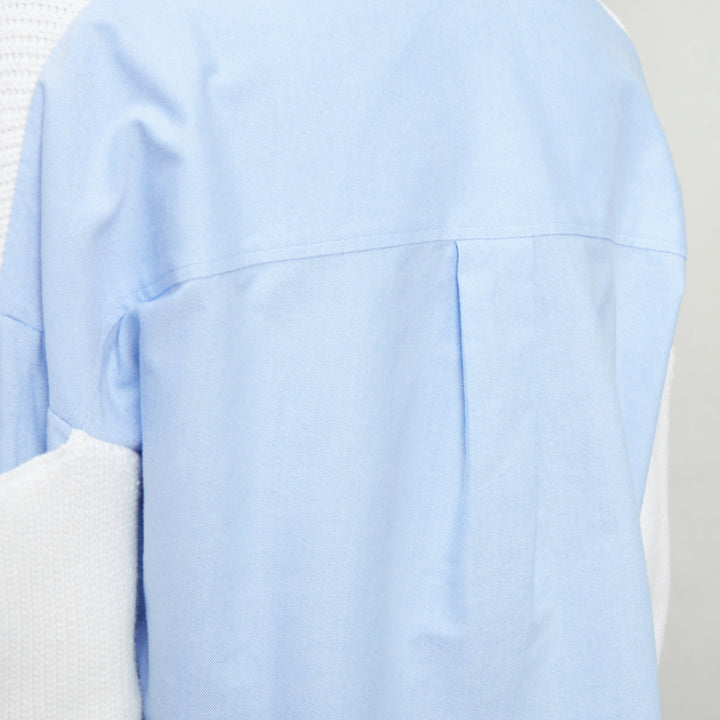 T ALEXANDER WANG cream blue cotton blend hybrid sweater shirt XS