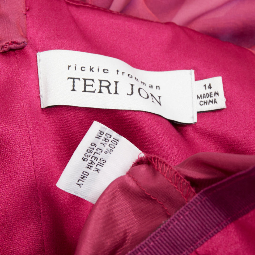 TERI JON Rickie Freeman iridescent purple silk beaded gown with shawl US14 3XL