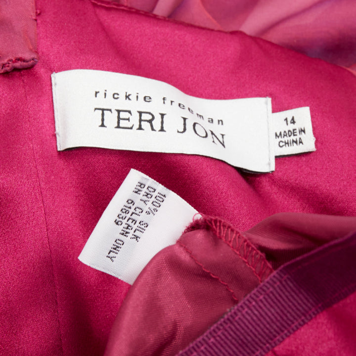 TERI JON Rickie Freeman iridescent purple silk beaded gown with shawl US14 3XL