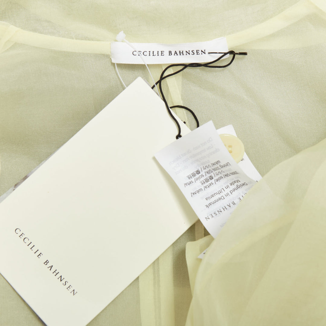 CECILIE BAHNSEN Jaughna buttermilk yellow 100% silk deconstructed blazer UK8 S