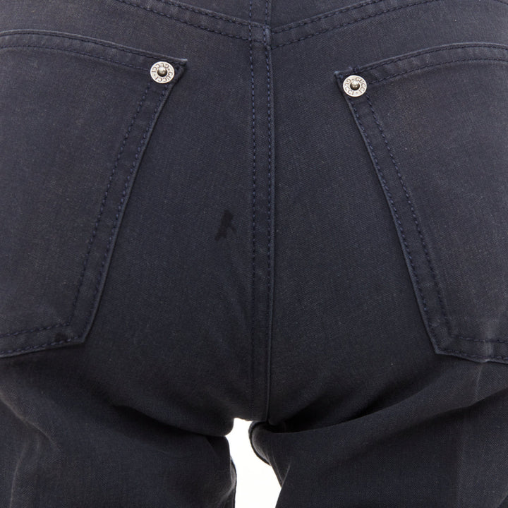 GUCCI black washed logo tab pocketed mid waist straight leg pants IT38 XS