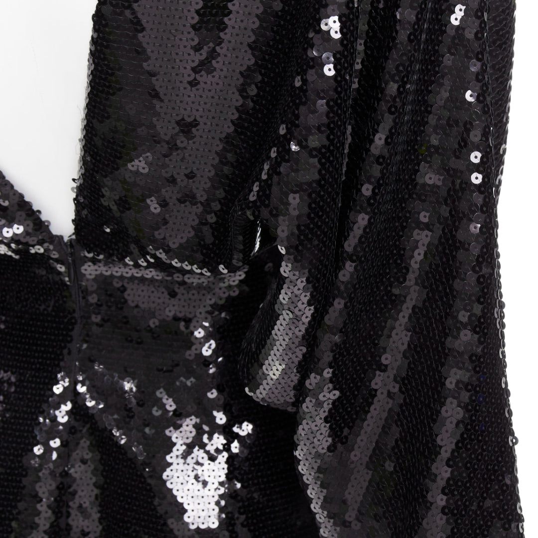 rare ALEXANDRE VAUTHIER COUTURE AW2022 Runway black sequin batwing gown dress