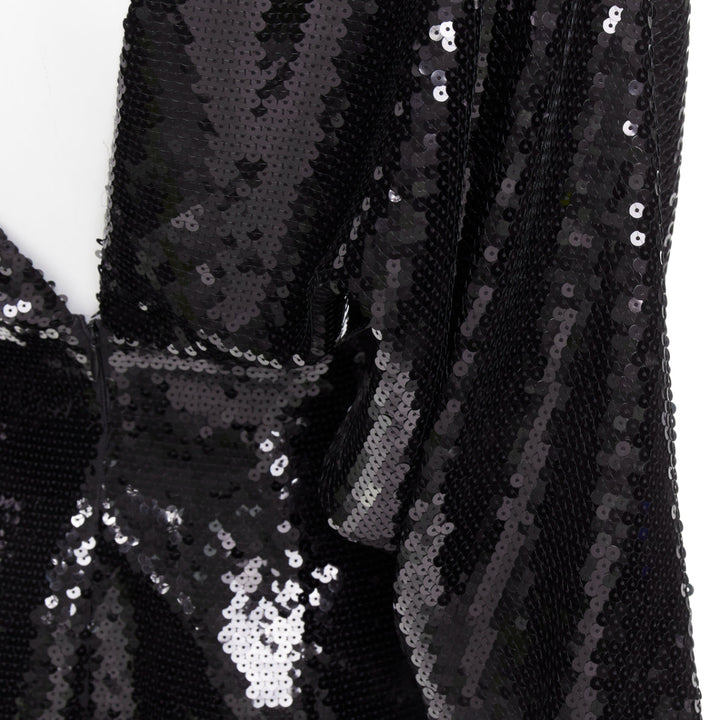 rare ALEXANDRE VAUTHIER COUTURE AW2022 Runway black sequin batwing gown dress