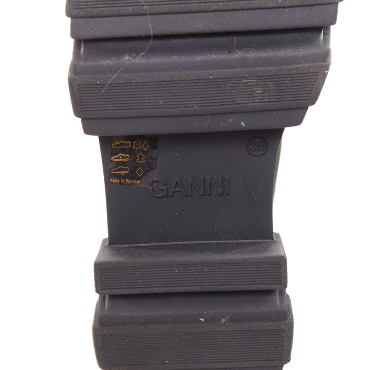 GANNI Kalamata army green leather black rubber elastic gusset chelsea boots EU39