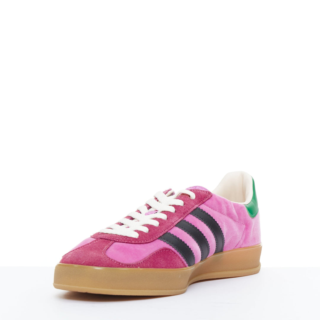 GUCCI ADIDAS Alessandro Michele Gazelle pink velvet green sneakers UK7.5 EU41.5