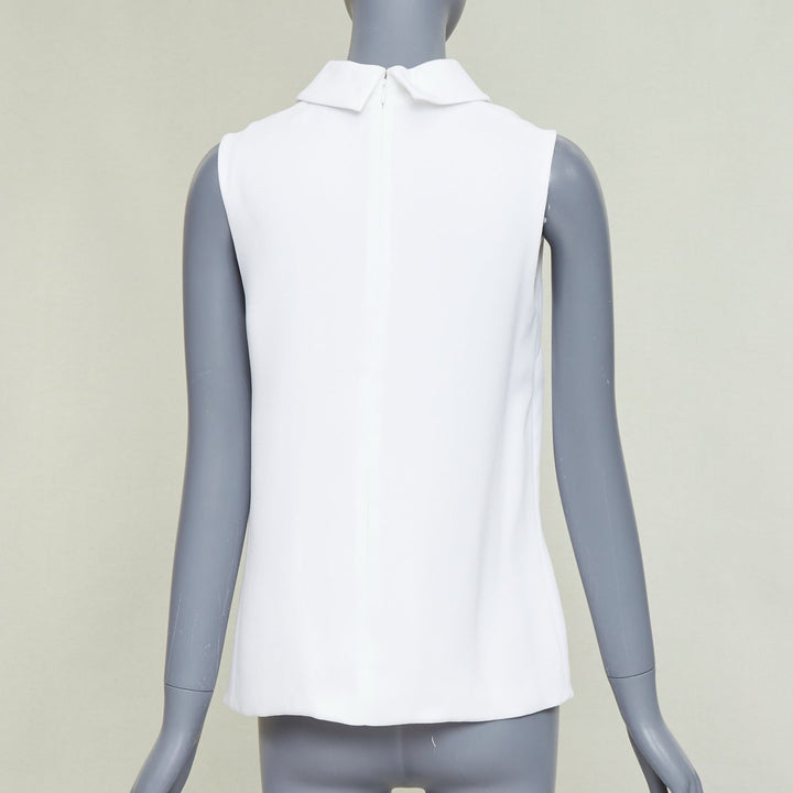 DIOR white crepe yellow crystal embroidered bee collar blouse FR38 M