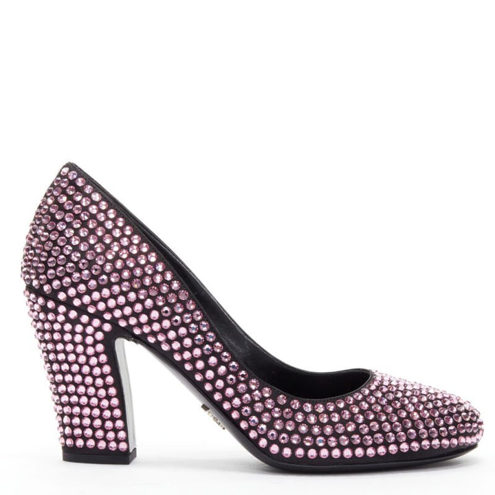 PRADA Rosa pink rhinestone crystal embellished pump EU38