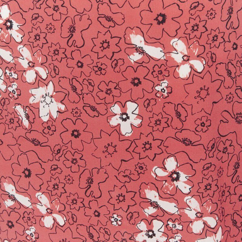 TOMAS MAIER 100% silk pink illustration floral print casual midi skirt US2 XS