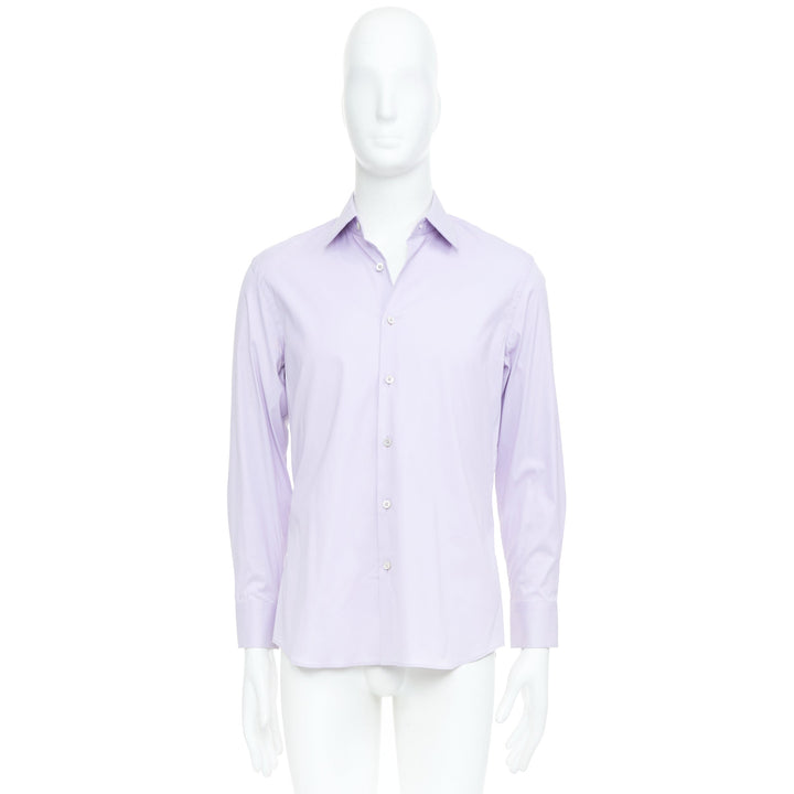 PRADA 2015 lilac purple cotton blend long sleeve button dress shirt EU39 M