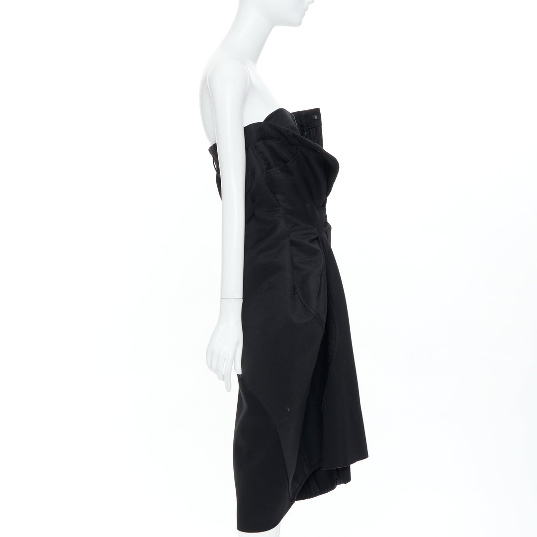 MAISON MARGIELA 2019 black deconstructed bustier strapless dress IT40 S