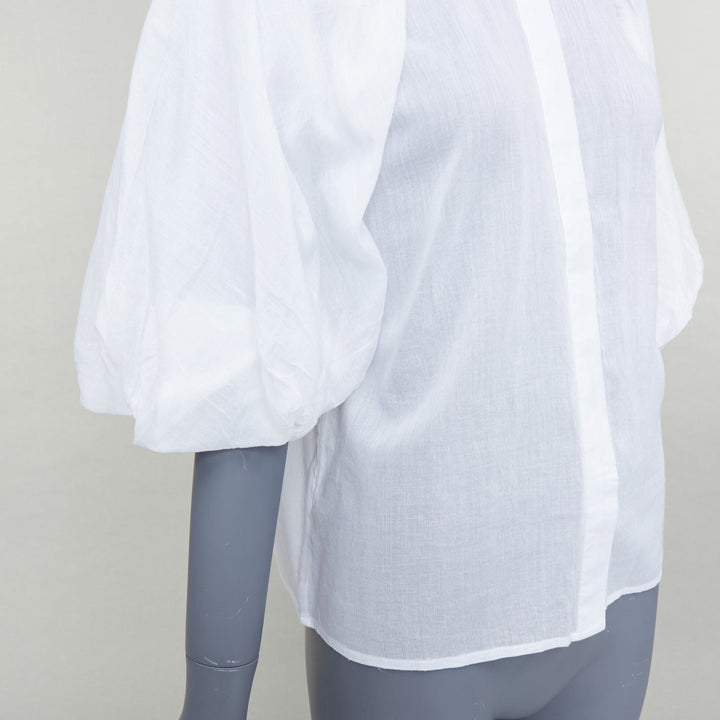 AJE white cotton Victorian puff sleeve double collar shirt UK6 XS