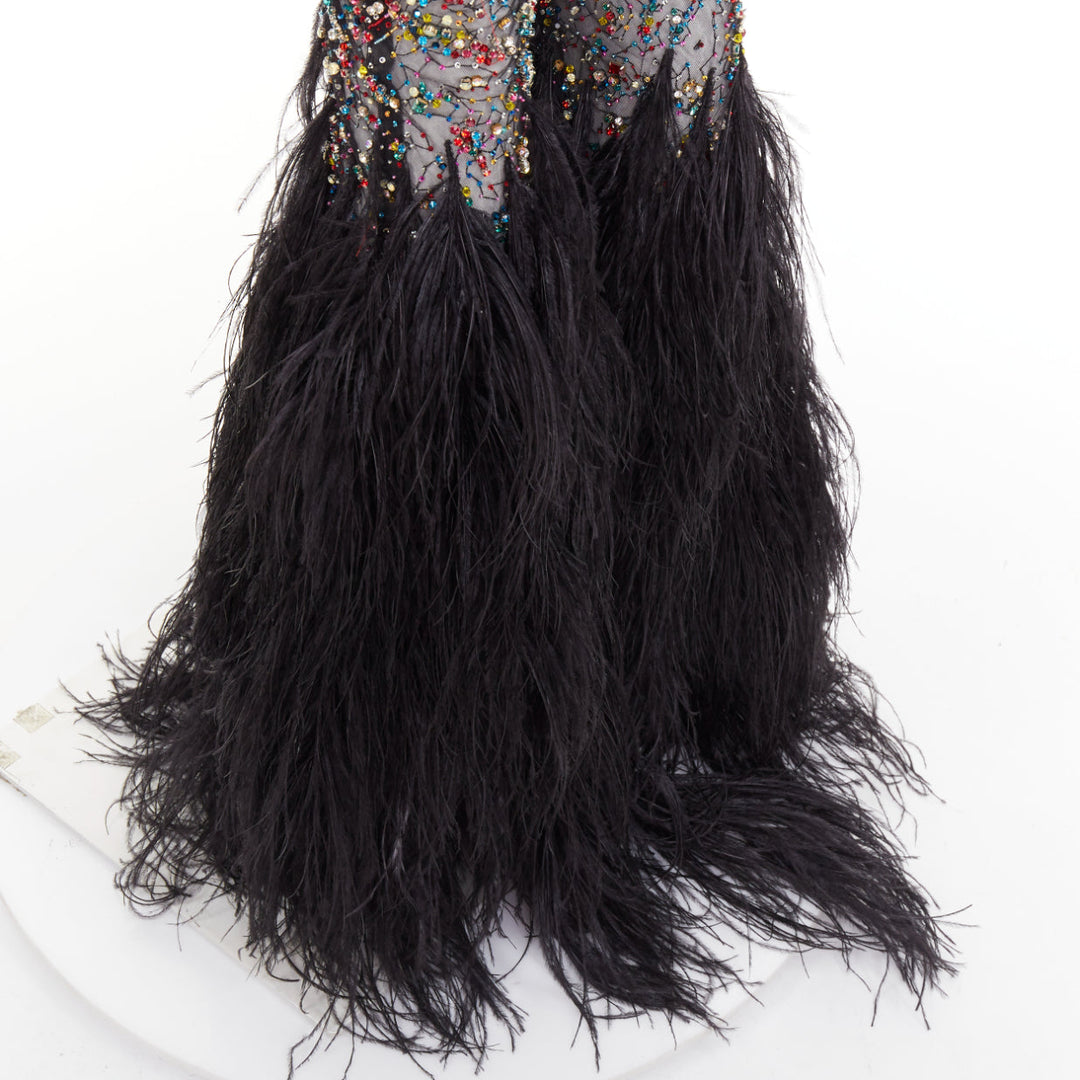 rare ALEXANDRE VAUTHIER COUTURE SS2021 Runway Lesage crystal feather flare pant