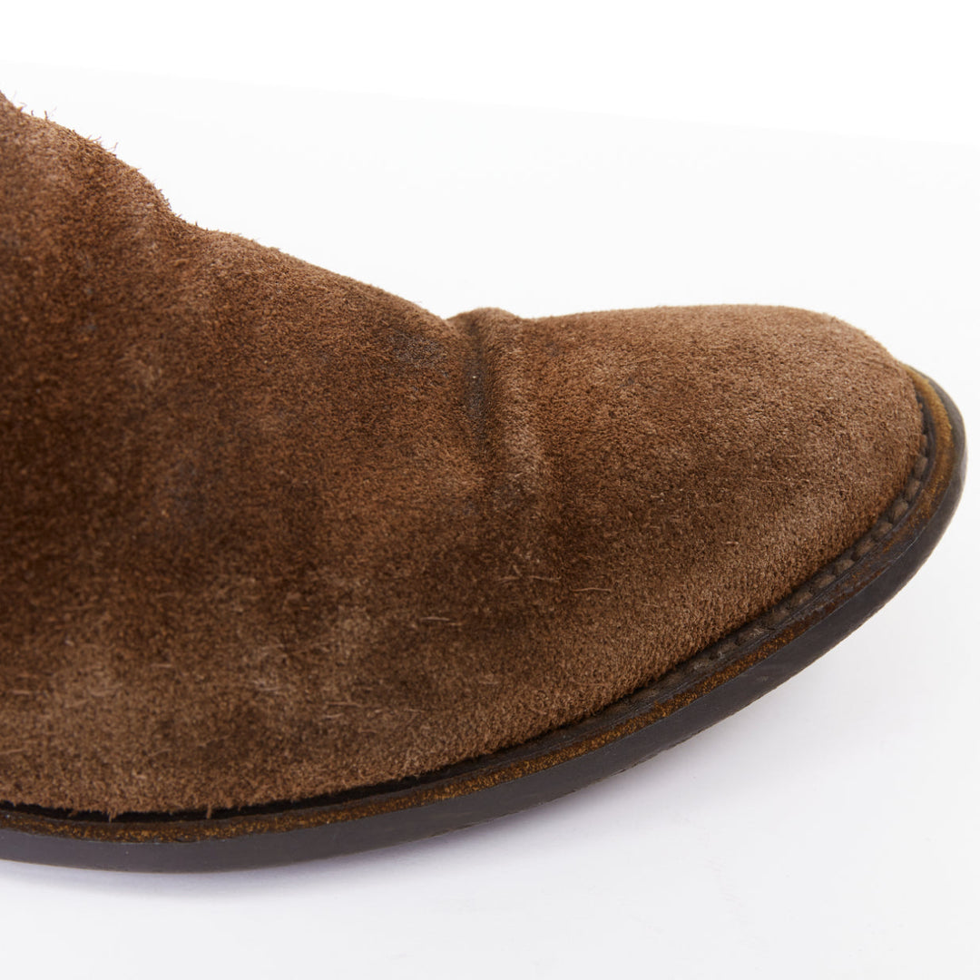 CROCKETT & JONES Chelsea dark brown repello suede almond ankle boot UK6.5 EU40.5