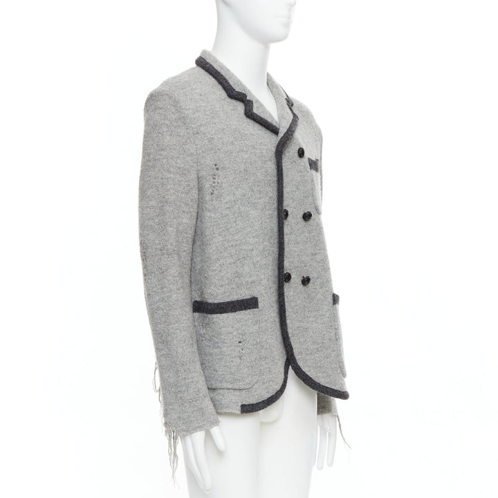 Male mannequin wearing Mihara Yasuhiro Grey Wool Men Blazers in Size  L | Available at JHROP