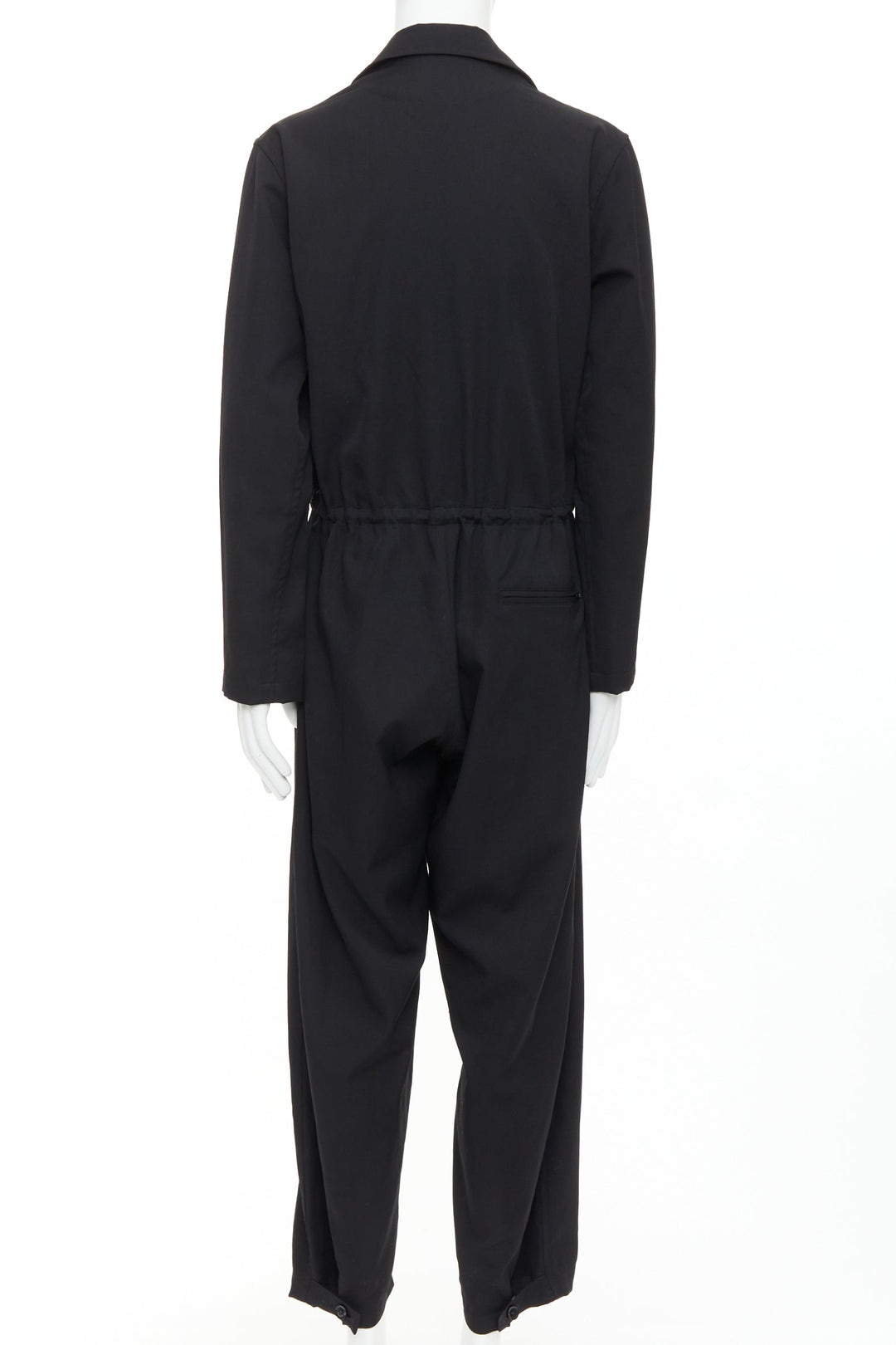 YOHJI YAMAMOTO HOMME black lightweight wool pocket cargo overall jumpsuit JP2 M