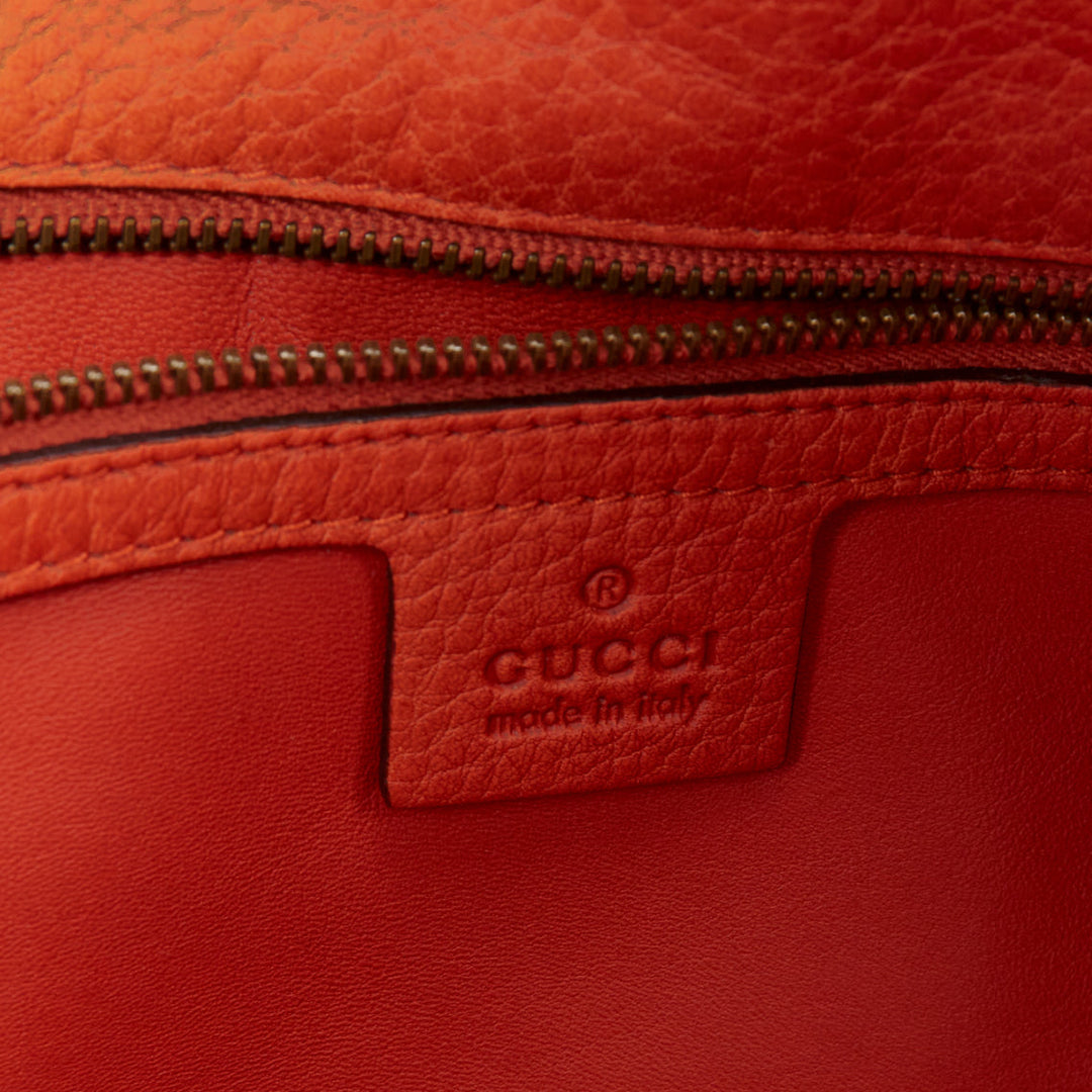 GUCCI Laidback Crafty tan calf leather scaled panel bamboo hardware tote bag