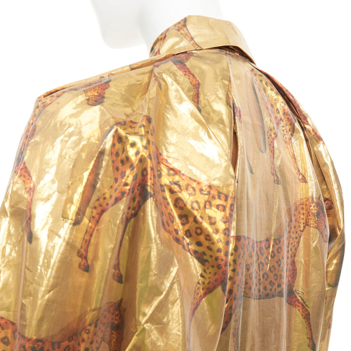 rare GUCCI 2016 horse metallic lurex animal print pussy bow blouse top IT36 XXS