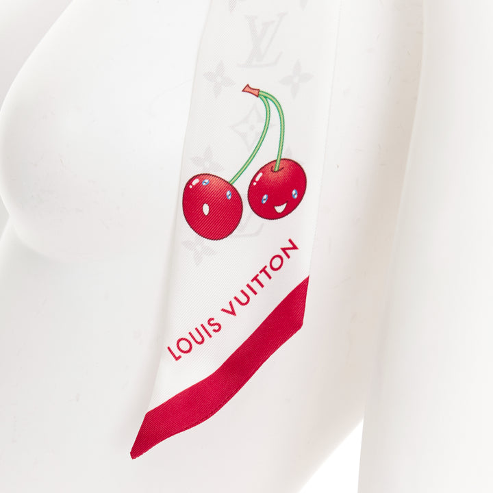 LOUIS VUITTON TAKASHI MURAKAMI Limited Edition Cerises white red silk scarf