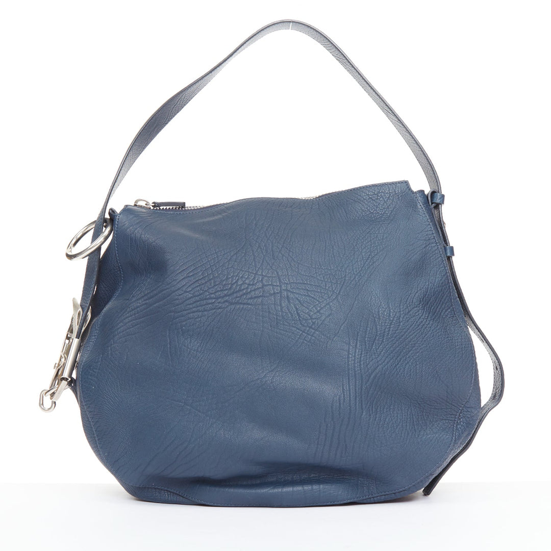 BURBERRY 2023 Knight Medium navy blue calfskin mechanical hardware shoulder bag