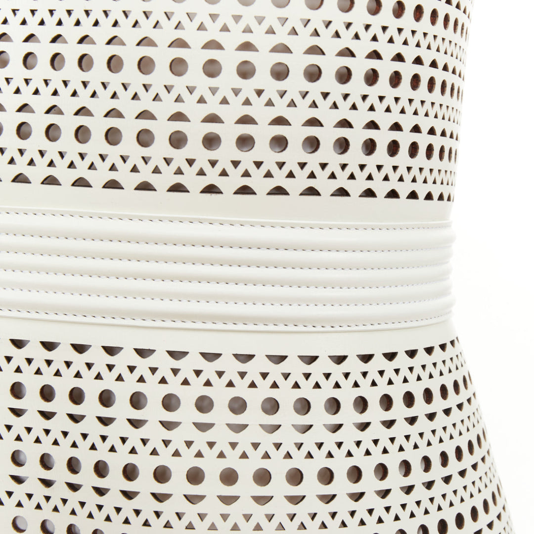 ALAIA Runway Le Corset Vienne laser cut white calfskin leather belt 65cm