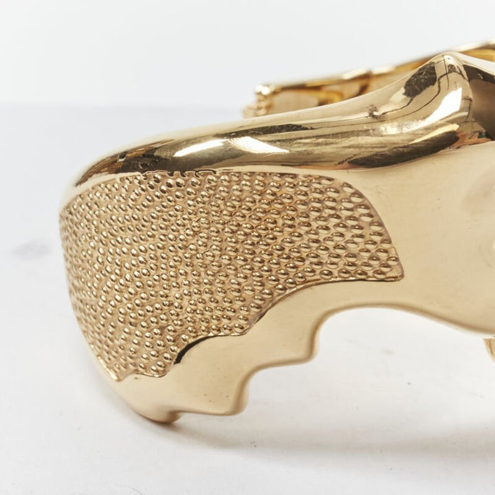 rare SAINT LAURENT 2014 Hedi Slimane Revolver Pistol Gun gold brass bracelet