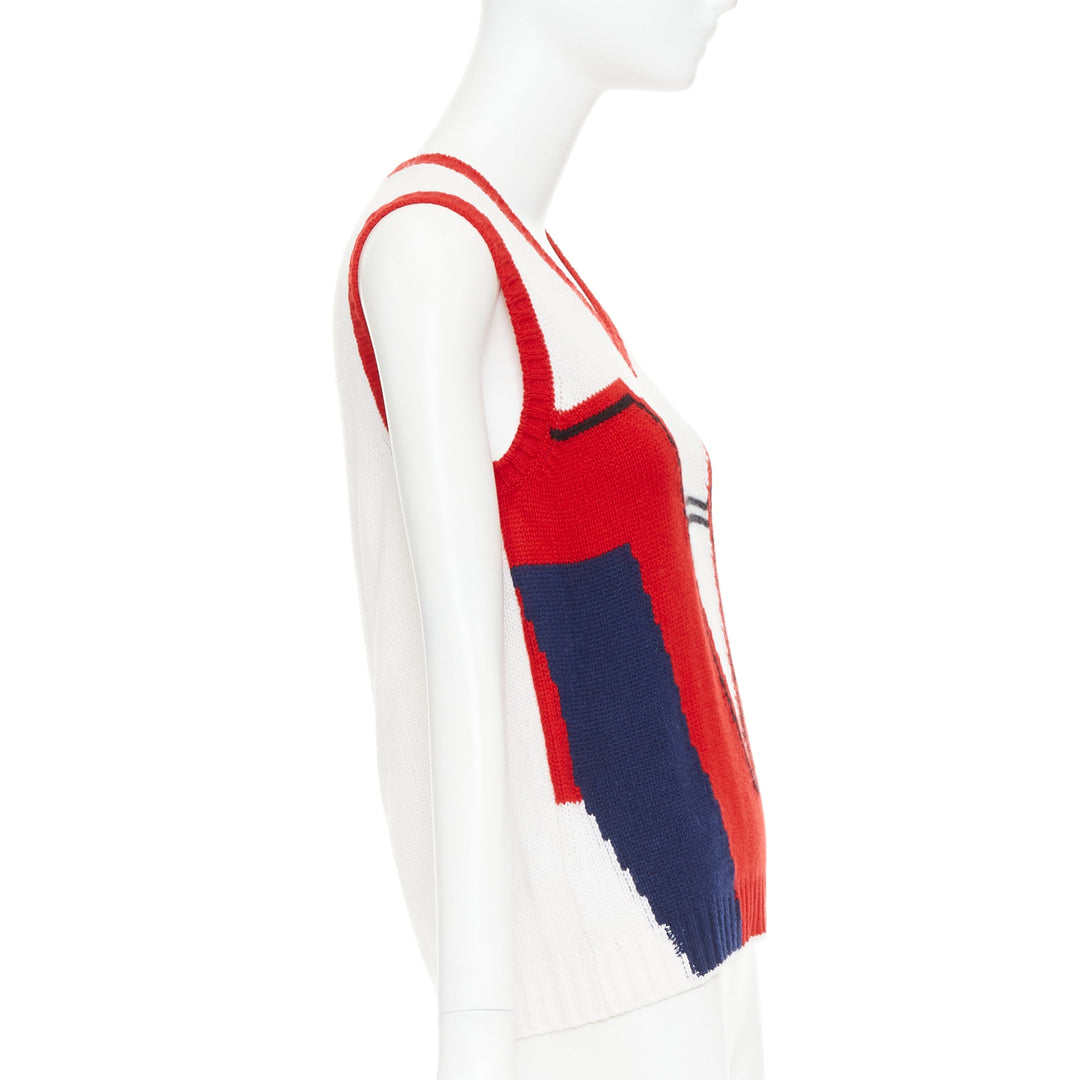 PRADA 2016 Runway 100% cashmere colorblocked intarsia sweater vest IT38 XS