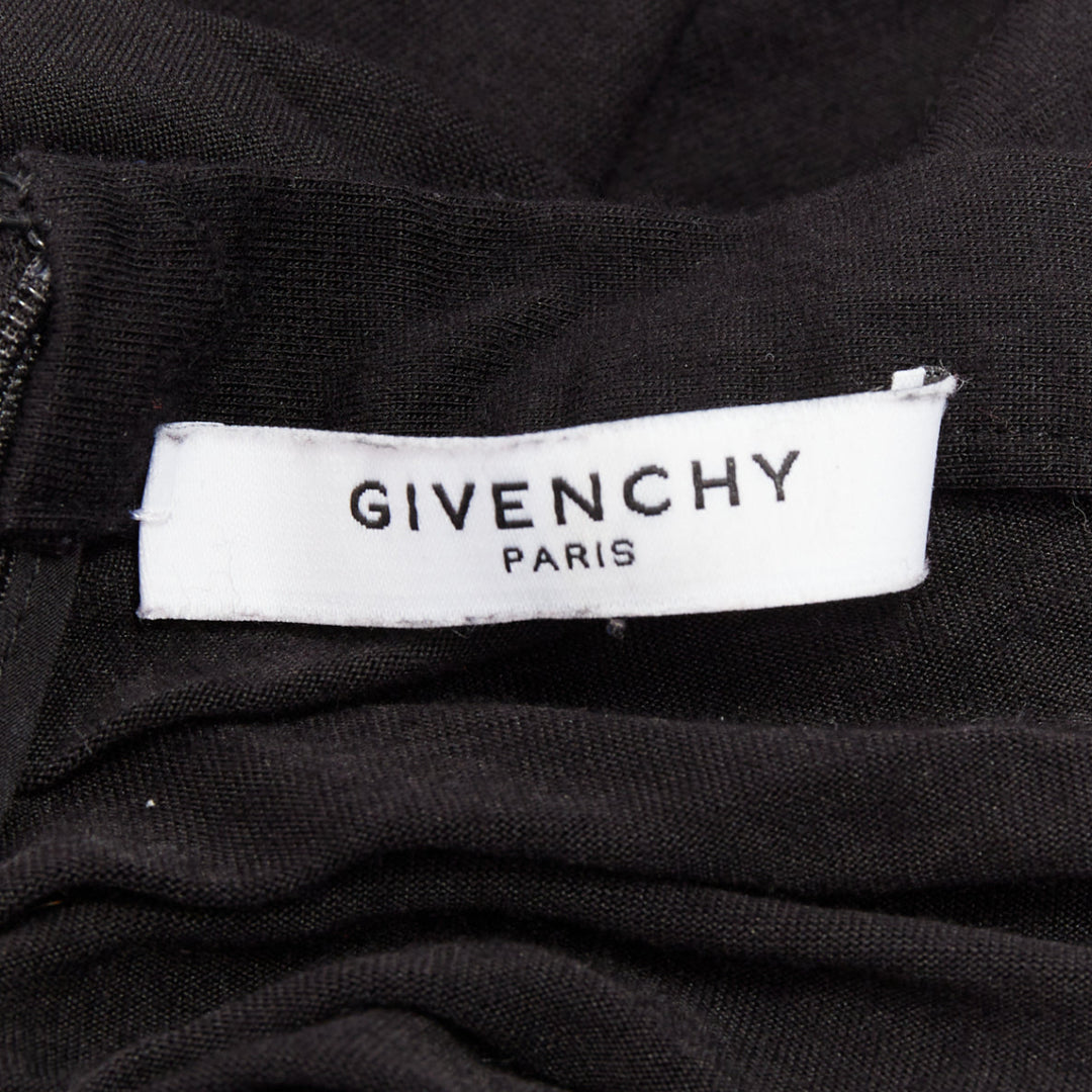 GIVENCHY black twist draped waist jersey high pencil midi skirt XS